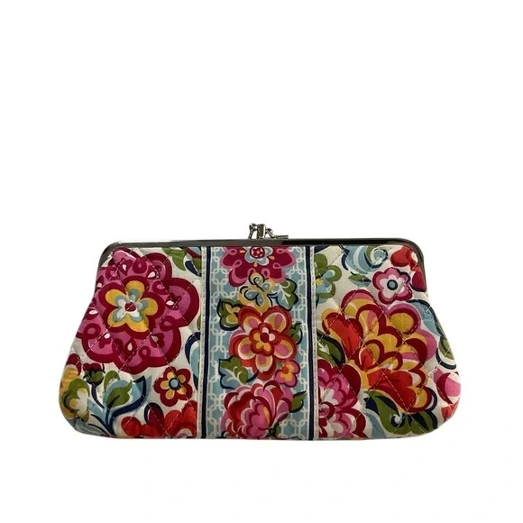 Vera Bradley Floral Clutch with Folk Art Design Kiss Lock Closure - Picture 8 of 9